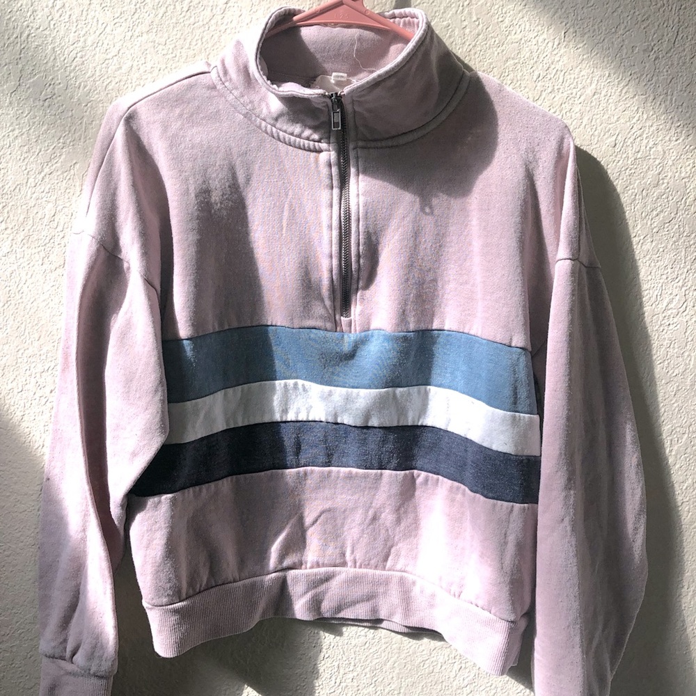 Cropped colorblock quarter zip